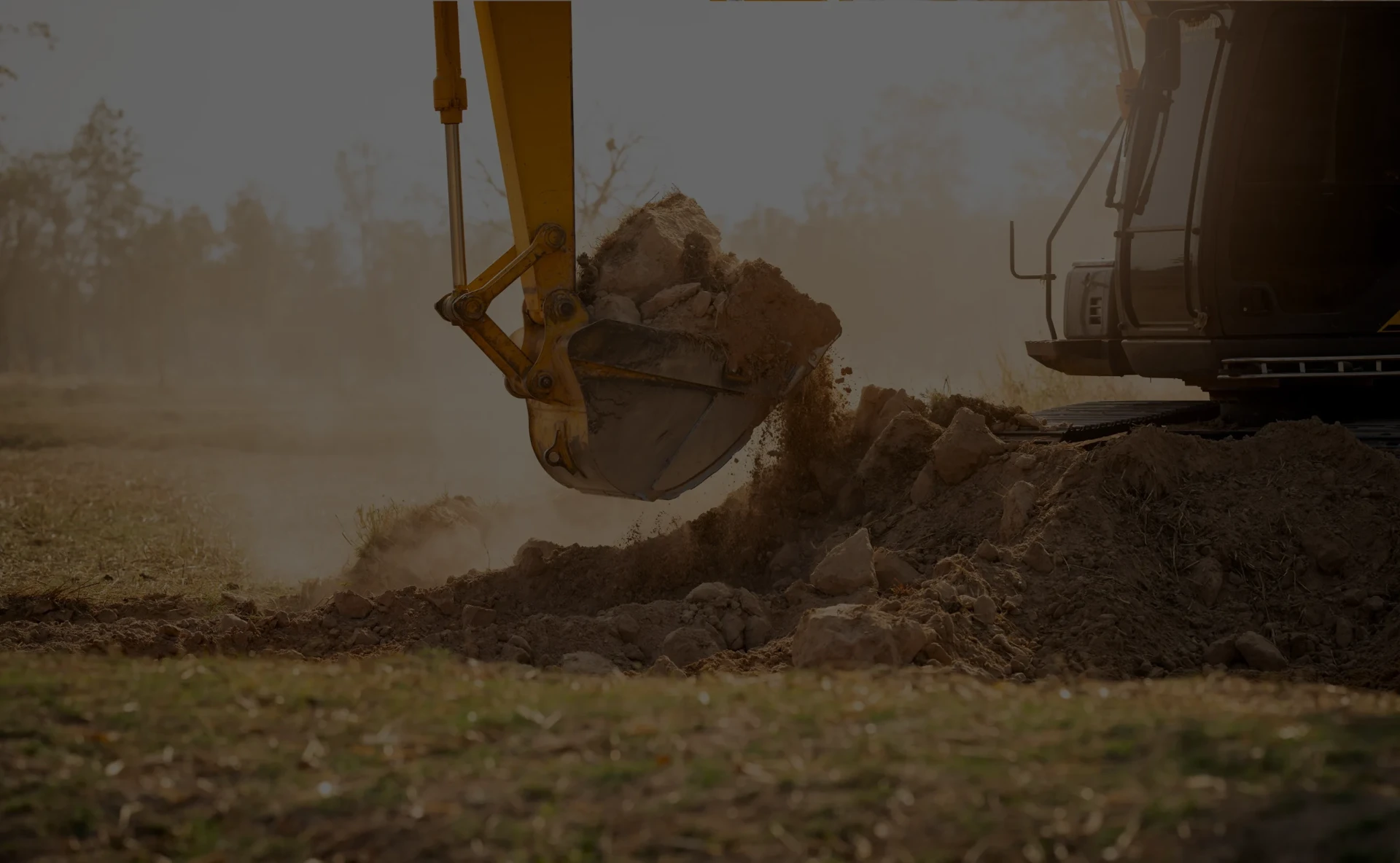 Excavator working on site